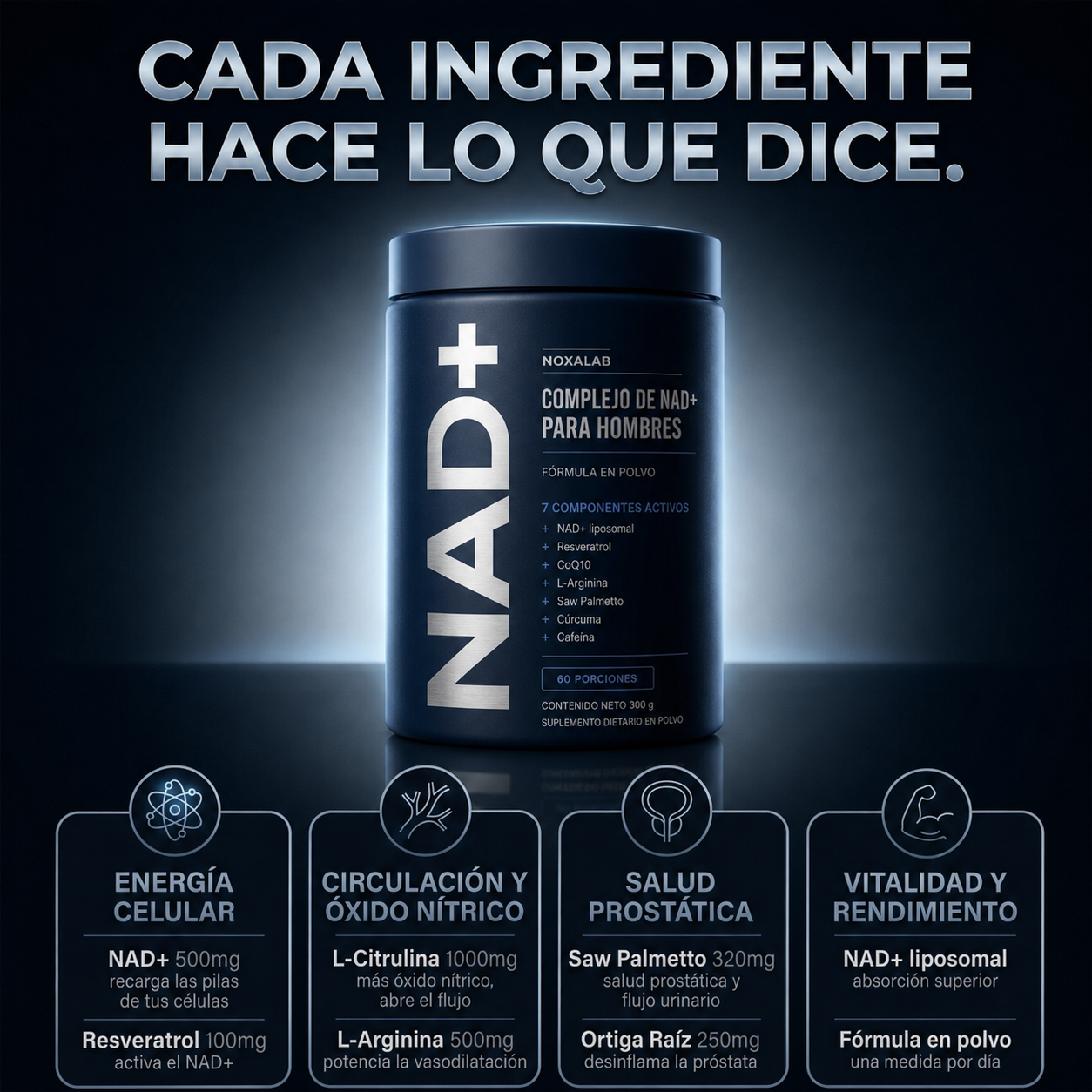 NoxaLab® Complejo de NAD+ 7 en 1 en Polvo